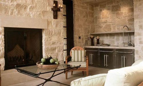 Limestone wall and tiles